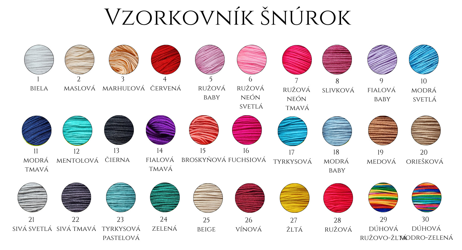 2 vzorkovník šnúrok nylonových 